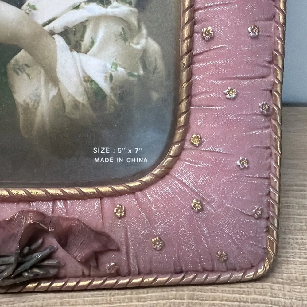 Victorian Rose Picture Frame 5x7 Mauve Pink Floral Shabby Chic Romantic Decor